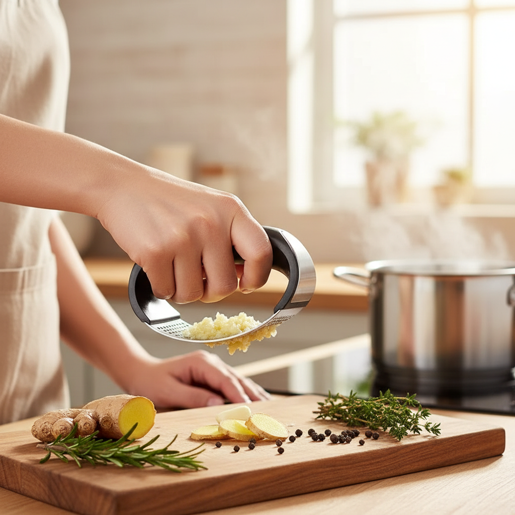 Stainless Steel Garlic Press Crusher Manual Garlic Chopper Garlic Chopping Tools Fruits and Vegetables Kitchen Gadget