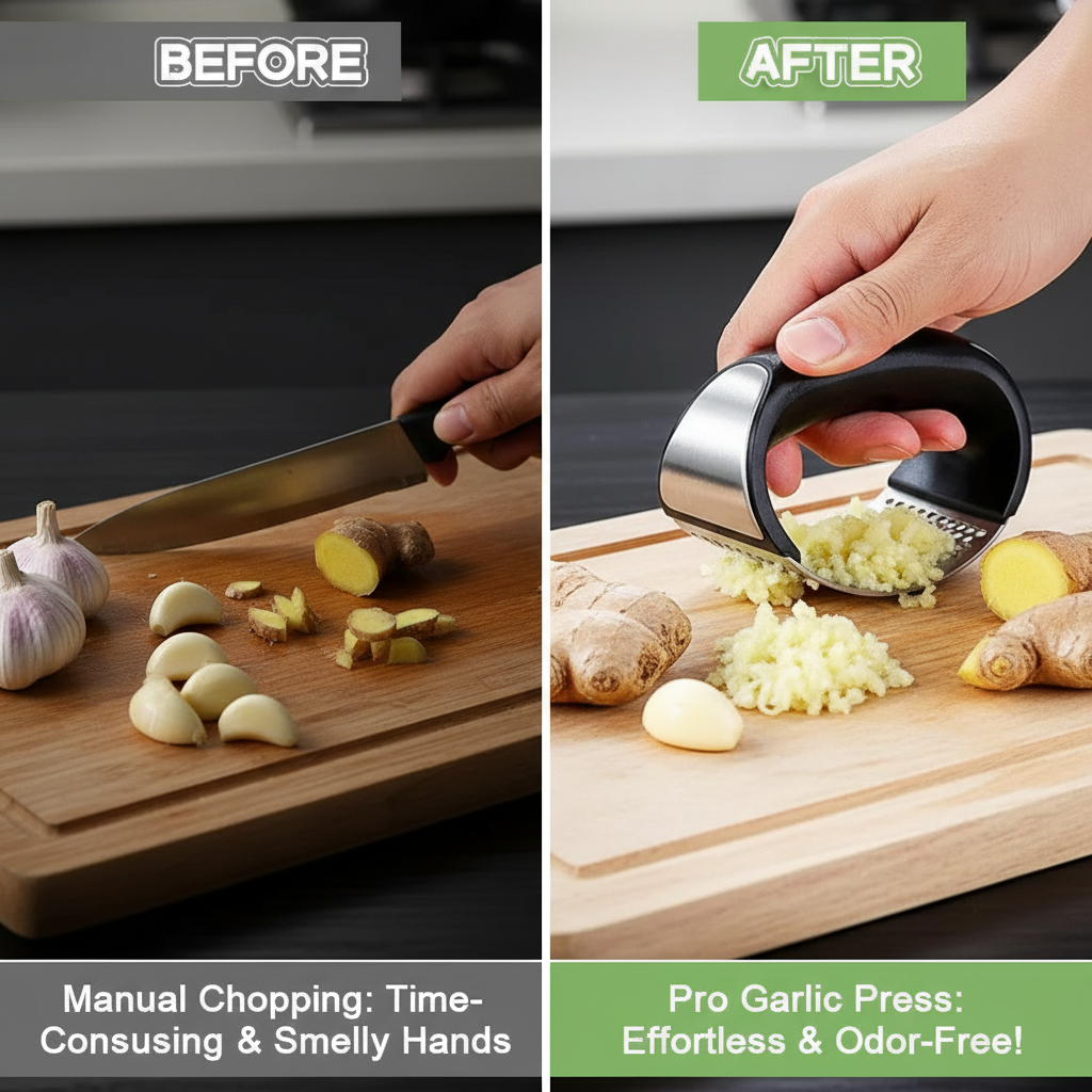 Stainless Steel Garlic Press Crusher Manual Garlic Chopper Garlic Chopping Tools Fruits and Vegetables Kitchen Gadget